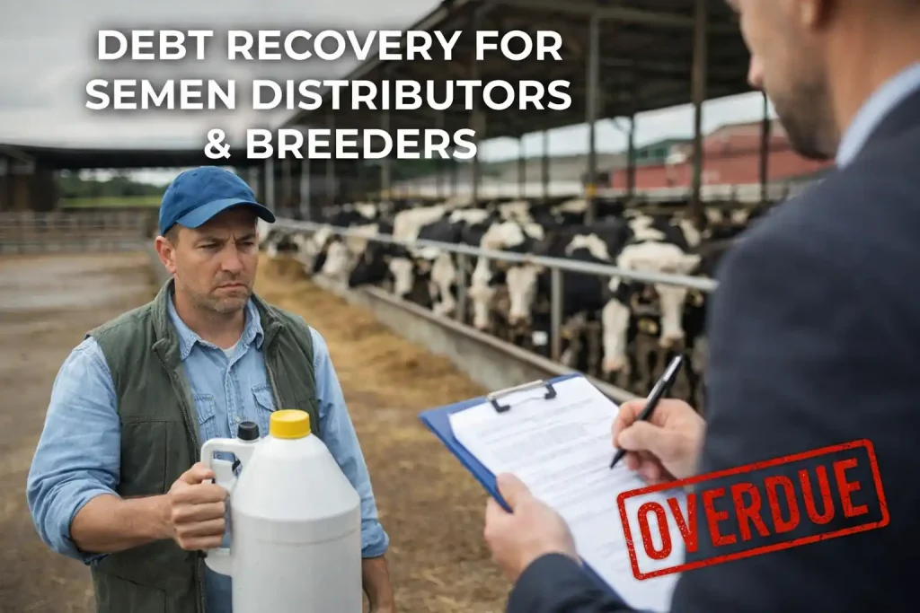 A breeder handing carrying a container of semen